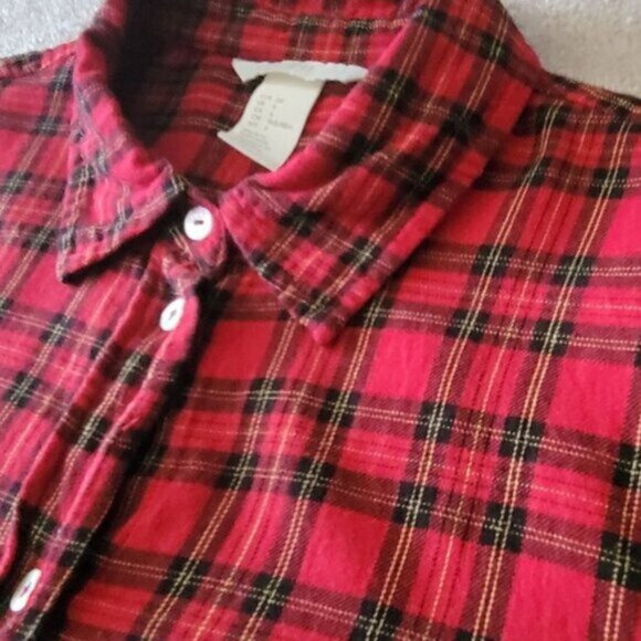 H&M Flannel Plaid Button Down Shirt Women's Size 6 - Picture 3 of 5